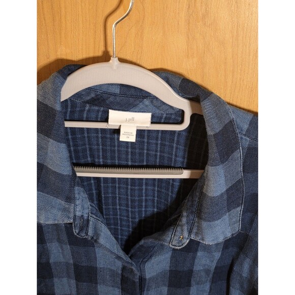 J. Jill Plus 2X Raw Hem 90s Y2K Button Up Plaid Soft Relaxed Shoulder Side Slits - Picture 10 of 11